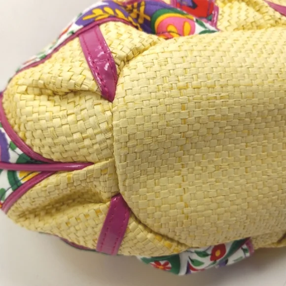 VERA BRADLEY Like New Vintage 2011 Viva la Vera Straw Cotton & Patent Pu… - Picture 12 of 15